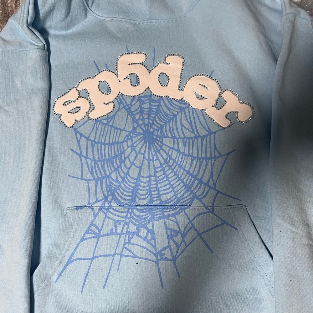 sky blue sp5der hoodie